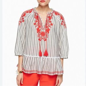Kate Spade Broome Street Embroidered Peasant Top
